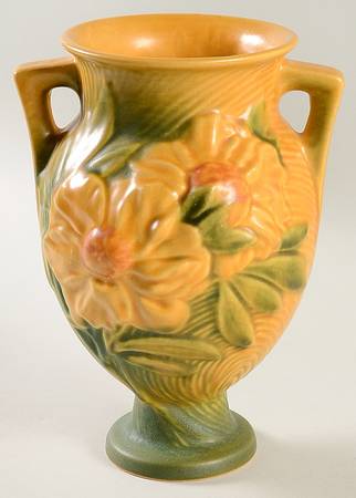Peony Sienna Brown (Yellow) 8" Footed Vase