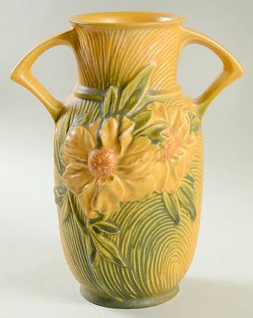 Peony Sienna Brown (Yellow) 9" Handled Vase