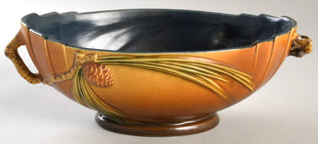 Pinecone Brown 9" Oval Handled Bowl