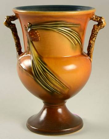 Pinecone Brown 8" Handled Footed Vase