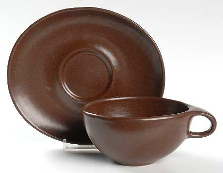 Raymor Autumn Brown (Matte) Flat Cup & Saucer Set