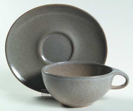 Raymor Beach Gray (Matte) Flat Cup & Saucer Set