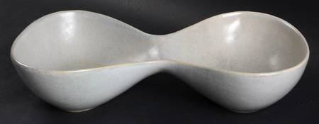 Raymor Beach Gray (Matte) 12" Oval Divided Vegetable Bowl