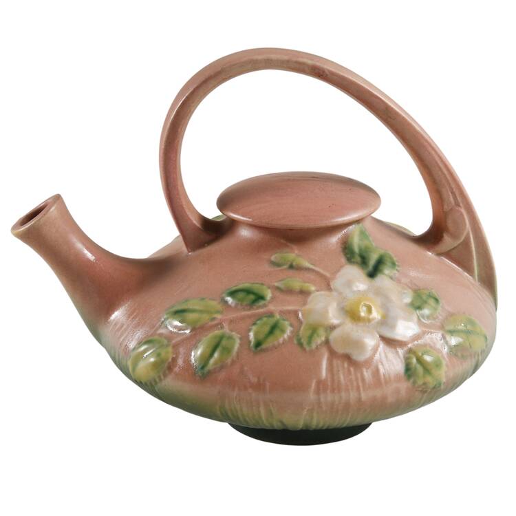White Rose Pink and Green Teapot & Lid