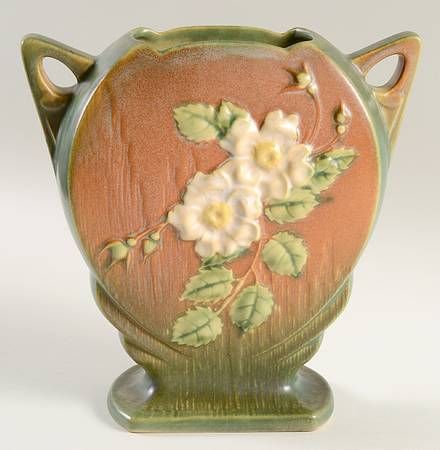 White Rose Pink and Green 8" Pillow Vase