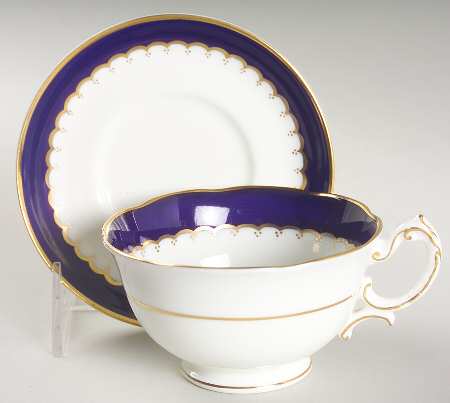 Coronation (Cobalt Band, Plain Center) Footed Cup & Saucer Set