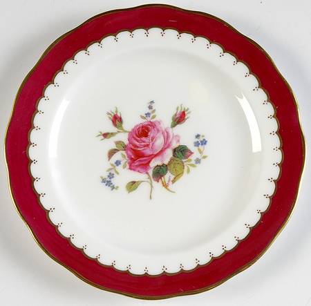 The Coronation (Maroon Band, Rose Center) Bread & Butter Plate