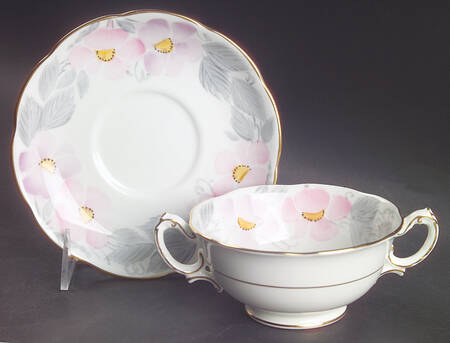 Morning Glory Footed Cream Soup Bowl & Saucer Set