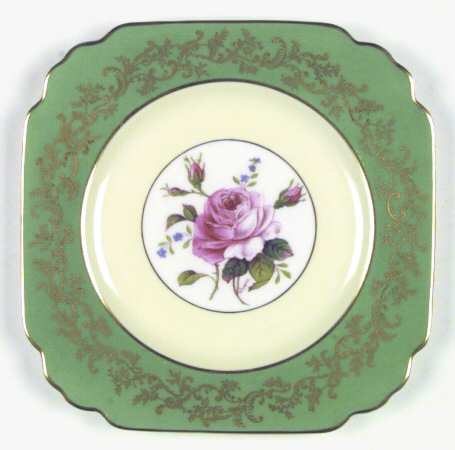 Swansea Rose Green Square Salad Plate
