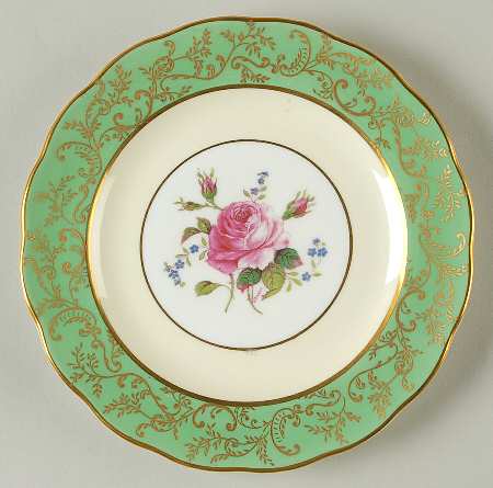 Swansea Rose Green Bread & Butter Plate