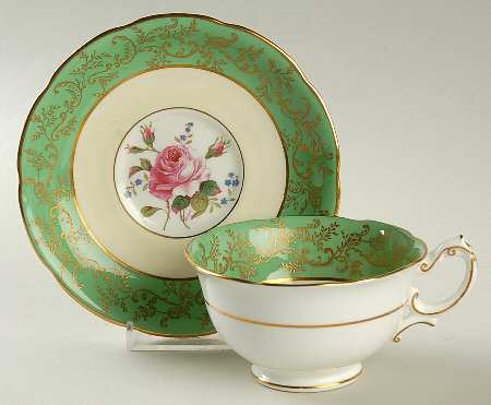Swansea Rose Green Footed Cup & Saucer Set