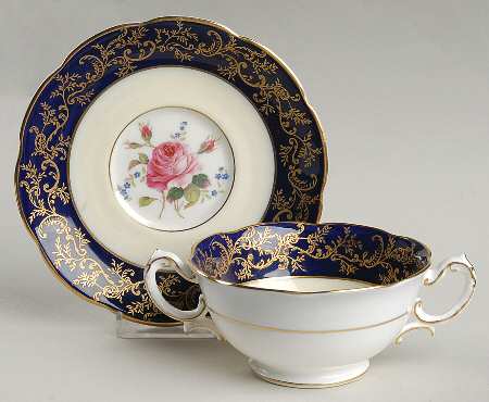 Swansea Rose Footed Cream Soup Bowl & Saucer Set
