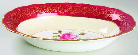 Swansea Rose (Magenta) 10" Oval Vegetable Bowl
