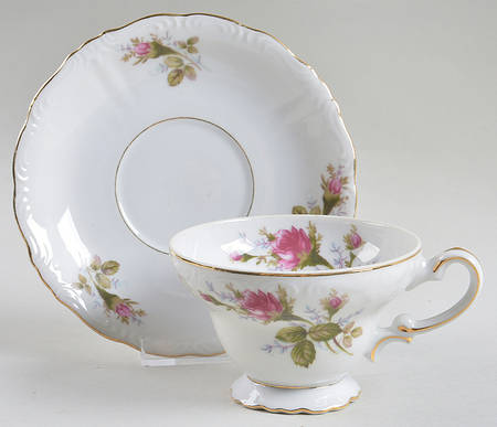Moss Rose Footed Cup & Saucer Set