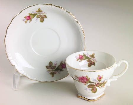 Moss Rose Footed Demitasse Cup & Saucer Set