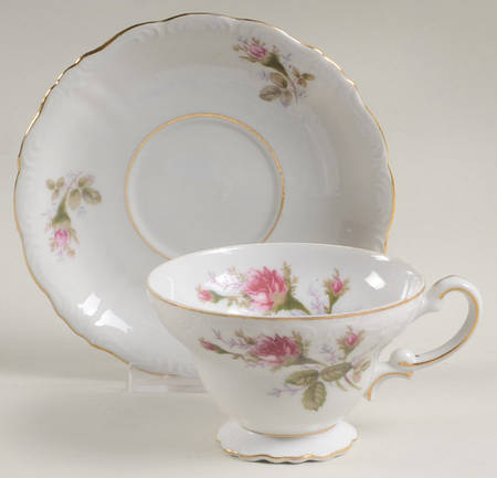 Moss Rose Footed Cup & Saucer Set