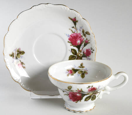 Moss Rose Footed Cup & Saucer Set