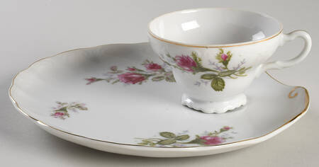 Moss Rose Snack Plate & Cup Set