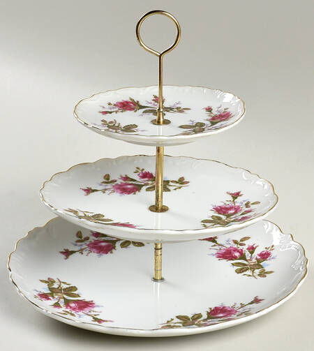 Moss Rose 3-Tiered Serving Tray (DP, SP, BB)