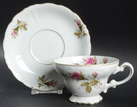 Moss Rose Footed Cup & Saucer Set