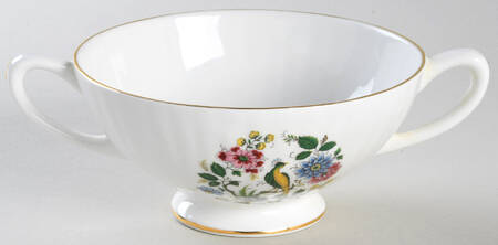 Bird of Paradise Footed Cream Soup Bowl