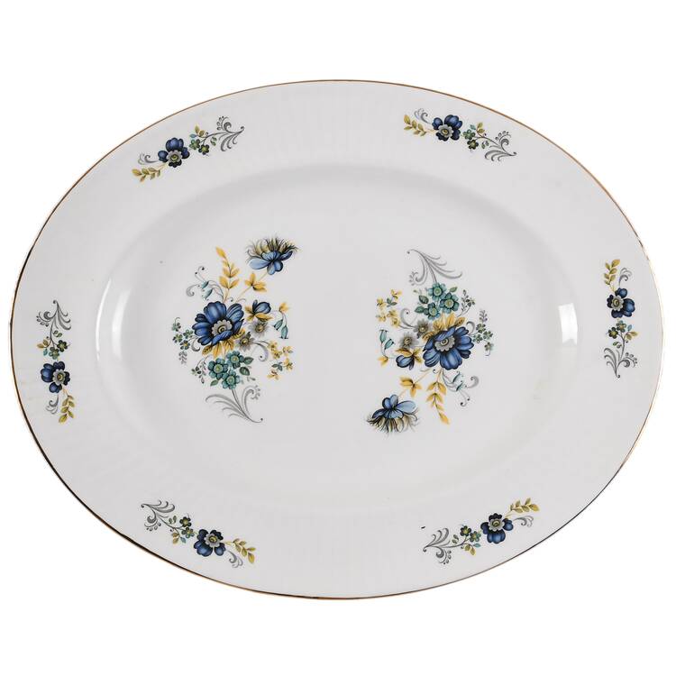 Blue Corn Flower 14" Oval Serving Platter