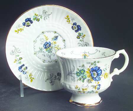 Blue Corn Flower Footed Cup & Saucer Set