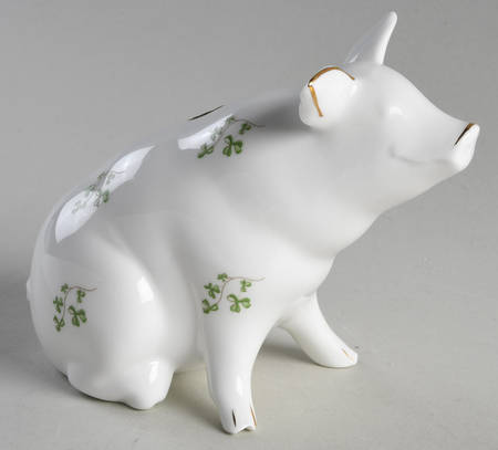 Shamrock Pig Figurine