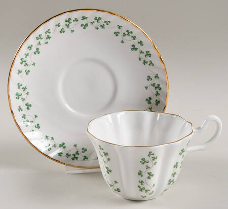 Shamrock Flat Cup & Saucer Set by Royal Tara