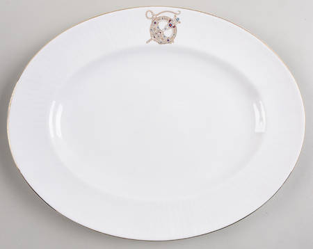 Tara Brooch (Smooth, Ribbed Rim) 13" Oval Serving Platter