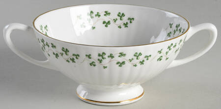 Trellis Shamrock (Ribbed, Fluted) Footed Cream Soup Bowl