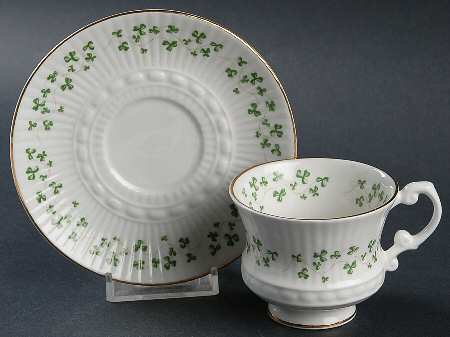 Trellis Shamrock (Ribbed, Fluted) Footed Demitasse Cup & Saucer Set
