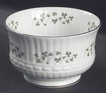 Trellis Shamrock (Ribbed, Fluted) Open Sugar Bowl