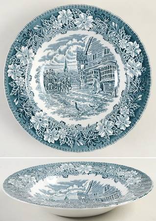 Coaching Taverns Teal Green Large Rim Soup Bowl