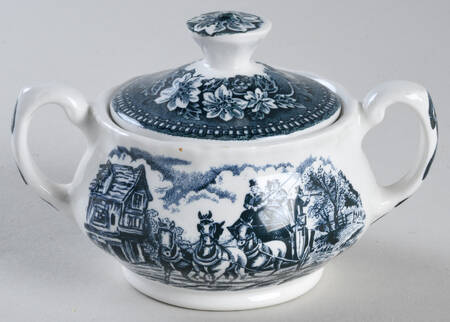 Coaching Taverns Teal Green Mini Sugar Bowl & Lid