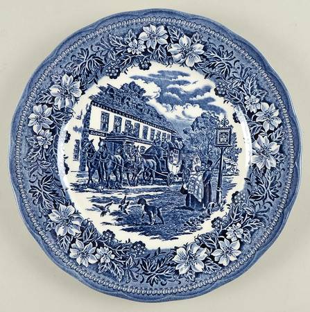 Coaching Taverns Blue Dinner Plate