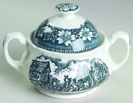 Coaching Taverns Blue Mini Sugar Bowl & Lid