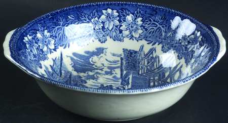 Coaching Taverns Blue 8" Round Vegetable Bowl