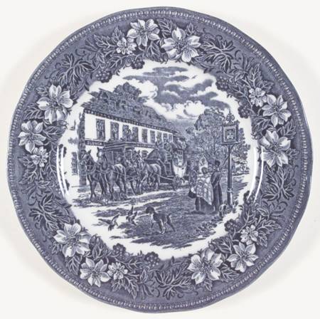 Coaching Taverns Blue Dinner Plate
