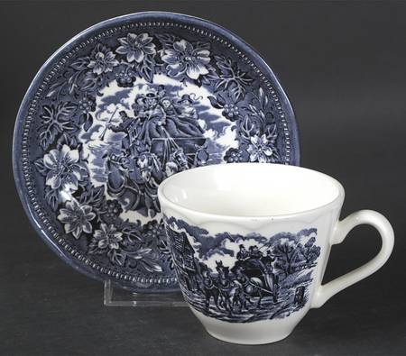 Coaching Taverns Blue Flat Cup & Saucer Set
