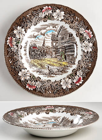 Coaching Taverns Brown Large Rim Soup Bowl