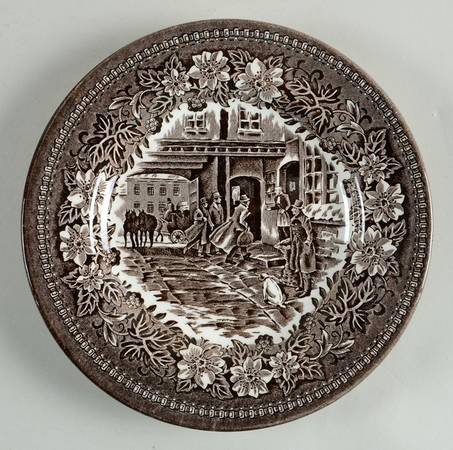 Coaching Taverns Brown Dessert/Pie Plate