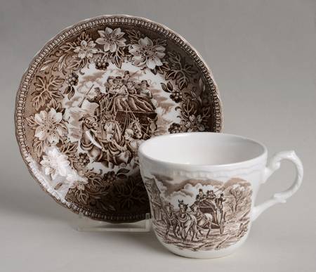 Coaching Taverns Brown Flat Cup & Saucer Set