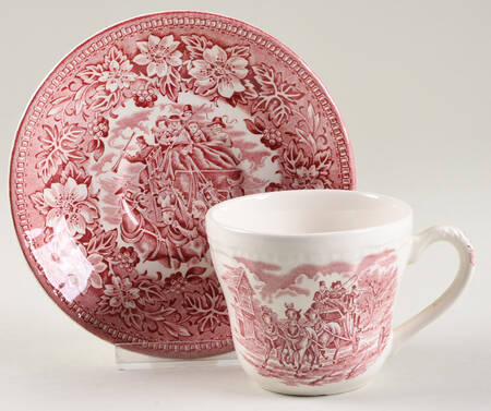 Coaching Taverns Pink Flat Cup & Saucer Set