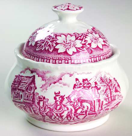 Coaching Taverns Pink Sugar Bowl & Lid