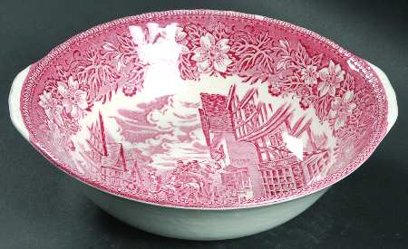 Coaching Taverns Pink 8" Round Vegetable Bowl