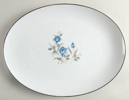Blue Rose 14" Oval Serving Platter