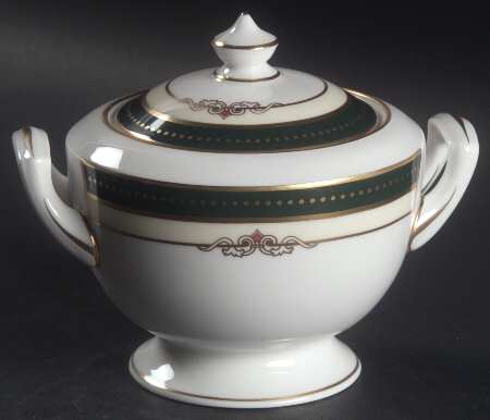 Ambassador Green Sugar Bowl & Lid