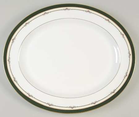 Ambassador Green 15" Oval Serving Platter