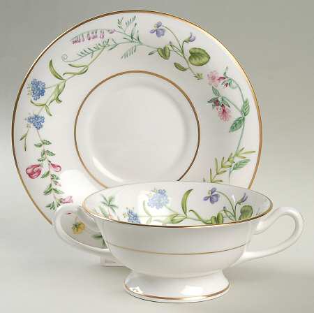 Arcadia Footed Cream Soup Bowl & Saucer Set